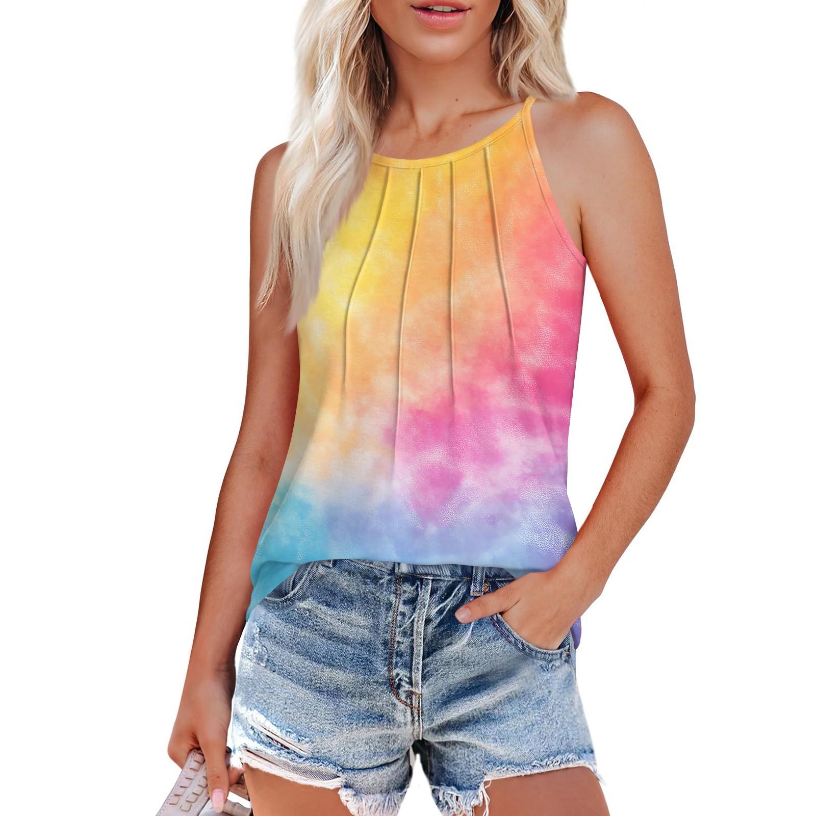 

Женская мода плиссированный жилет подтяжки топ M жёлтый