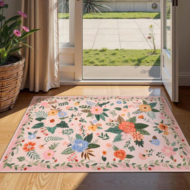 Boho Floral Style Carpets for Living Room Colorful Flowers Bedroom Decor Carpet Fluffy Soft Bedside Rug Home Thicken Plush Mat