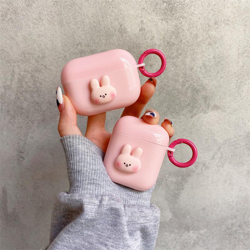 Applicable To Airpodspro3 Apple Bluetooth Headset Cover Airpods1/2 Generation Pink Cute Rabbit Cartoon