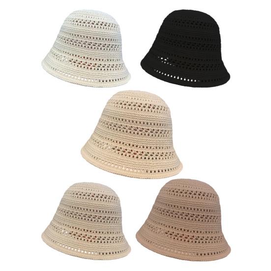 Basin Hat Hand-Crocheted Hollow Design Fisherman Hat Short Brim UV Protection Summer Travel Hat Headwear