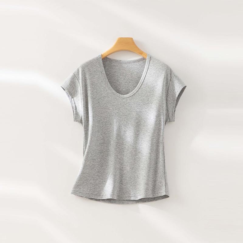 Macaron Color Clavicle Collar Short-sleeved Shirt with Bottoming Shirt Inside Women's Summer Thin Casual and Thin Knitted Sweater