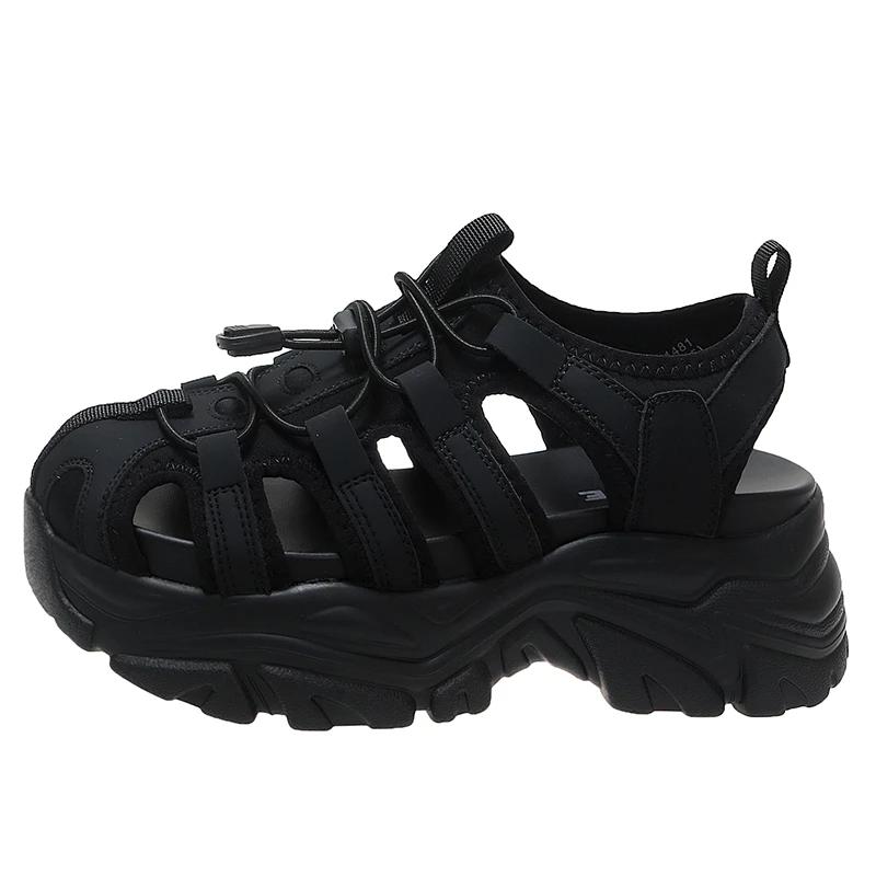 Fashion Sports Sandals 2024 Summer New FashionThick-soled Increase Outside To Wear Leisure Small Fragrant Wind Beach Sandals Daddy Shoes