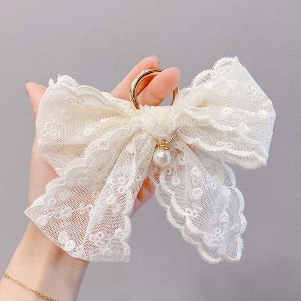 Elegant Sweet Key Ring Ornament Car Key Accessories Creative Lace Bow Pendant  Backpack
