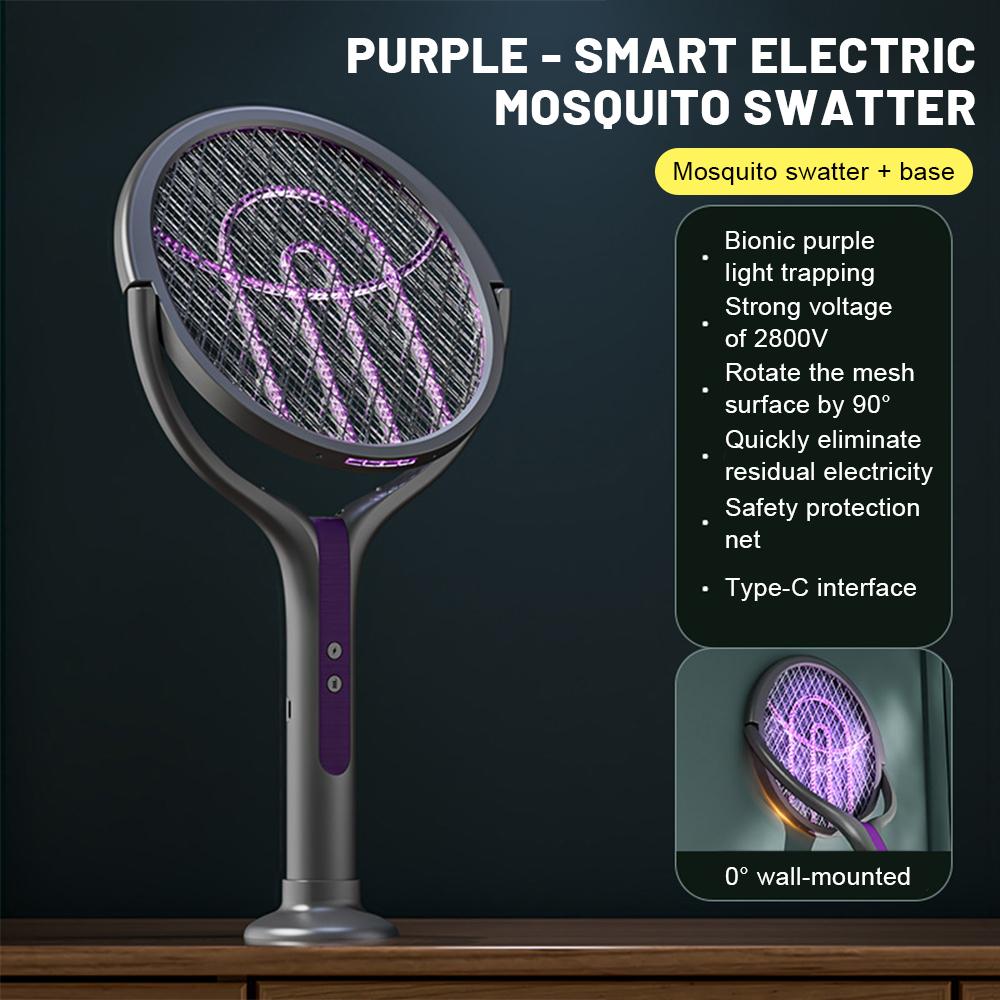 

Multi functional 2-in-1 mosquito killer lamp angle retractable mosquito swatter USB rechargeable mosquito swatter bat swatter