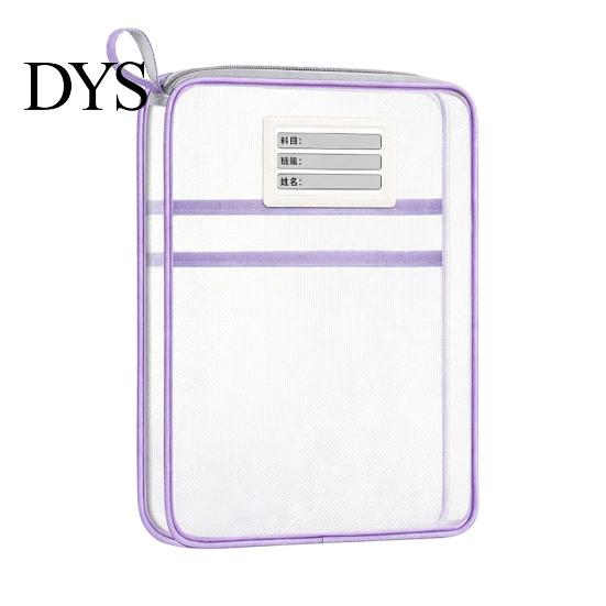 Durable Nylon Mesh Pockets Transparent Document Bag, Portable Lightweight File Organizer with Zipper School Stationery Organizers And Strap,