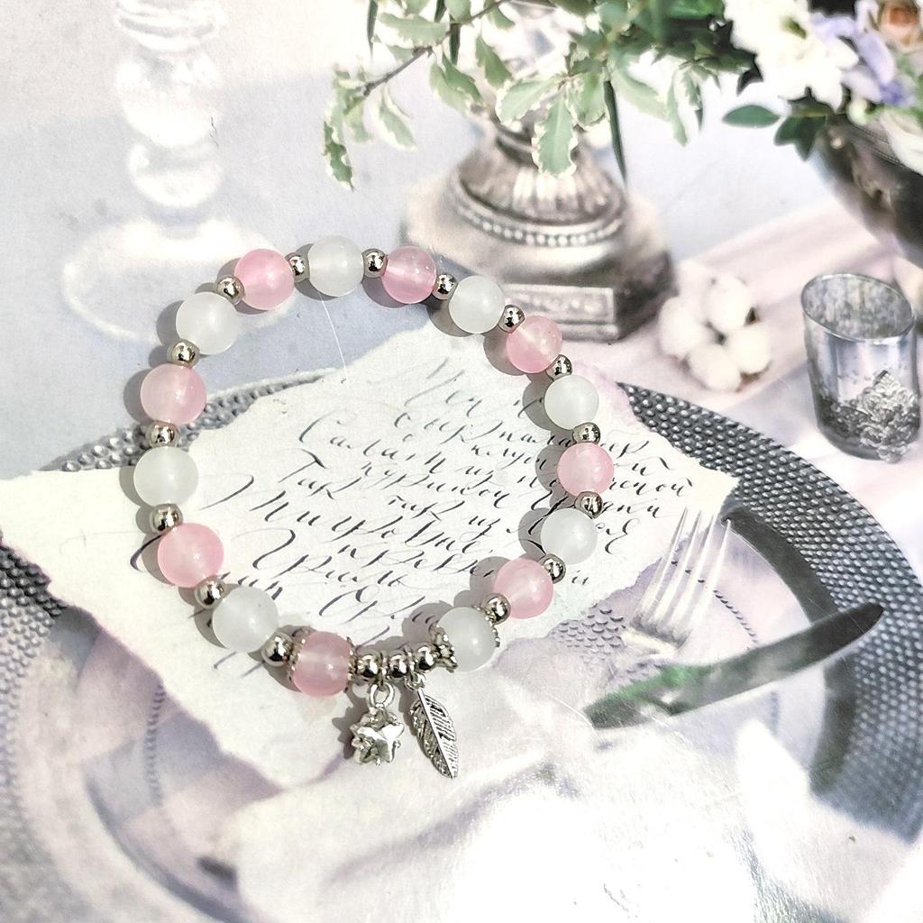 New Women's Mori Style Butterfly Glass Bracelet with Colorful Crackle Beads