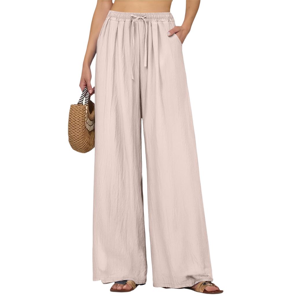 Pantaloni Palazzo da Donna a Gamba Larga Vita Alta Coulisse Vestibilità Larga Leggeri Casual per Comfort Rilassato