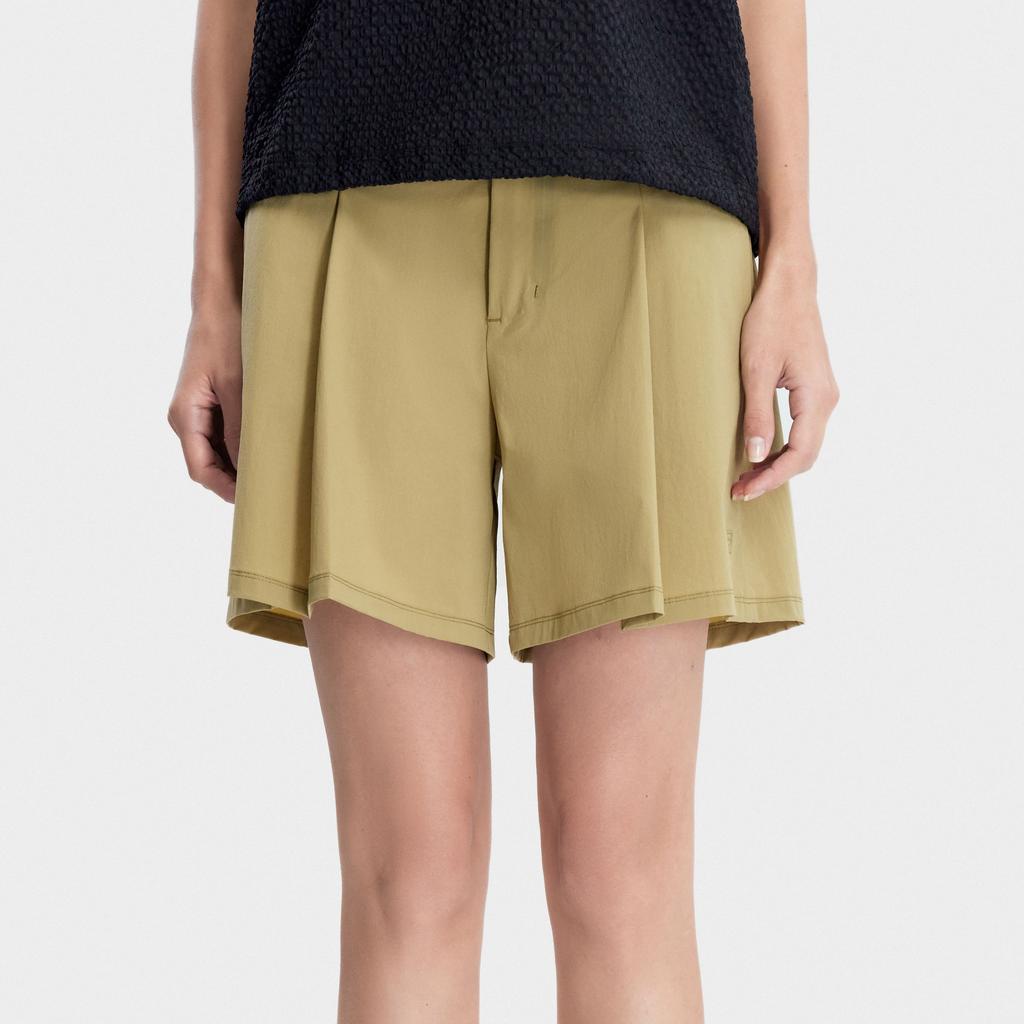 Fila 2023 Summer New Loose High Waist Skirt Pants Sports Five-Point Woven Shorts Women Shorts Light-Chocolate A11W327804F-YE