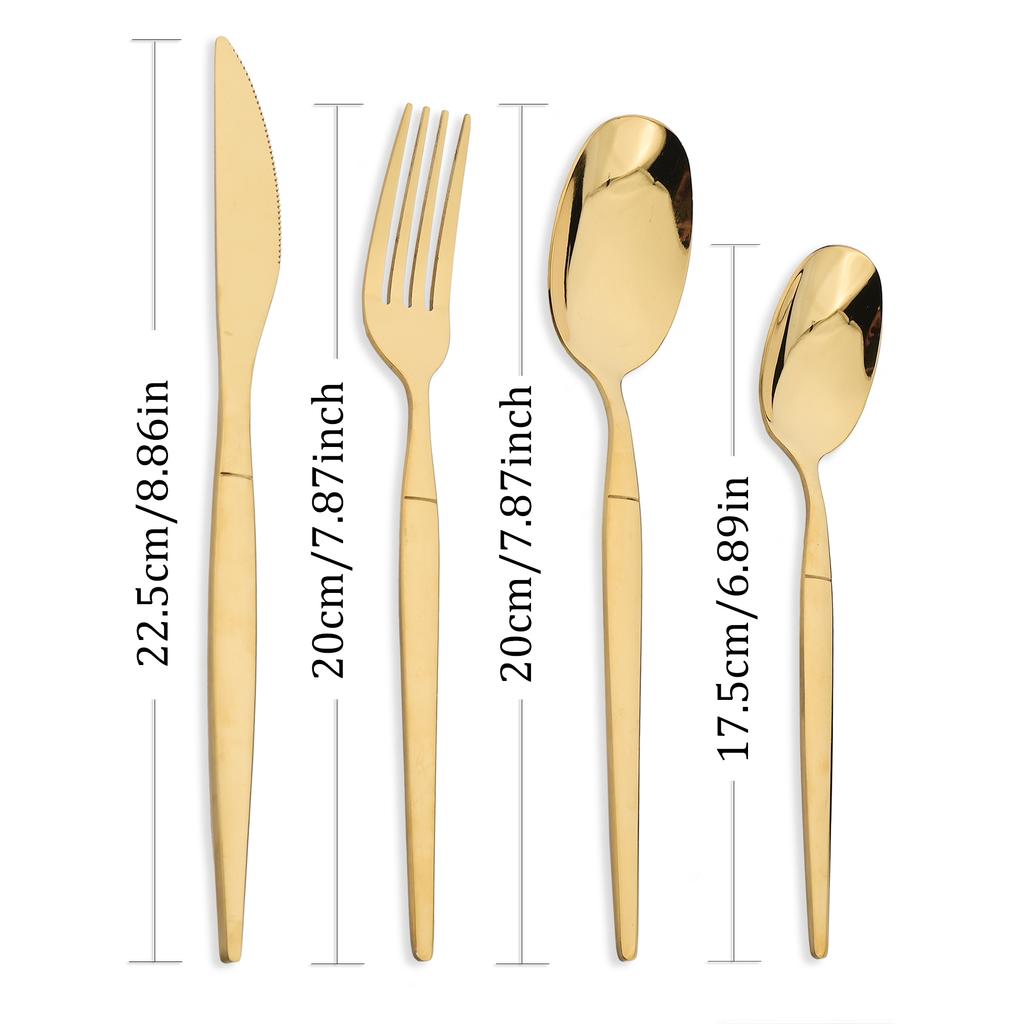 Gold Cutlery Set Knife Fork Spoon Flatware Set 4/16/24/32Pcs Stainless Steel Dinnerware Kitchen Dinner Tableware Set Gift
