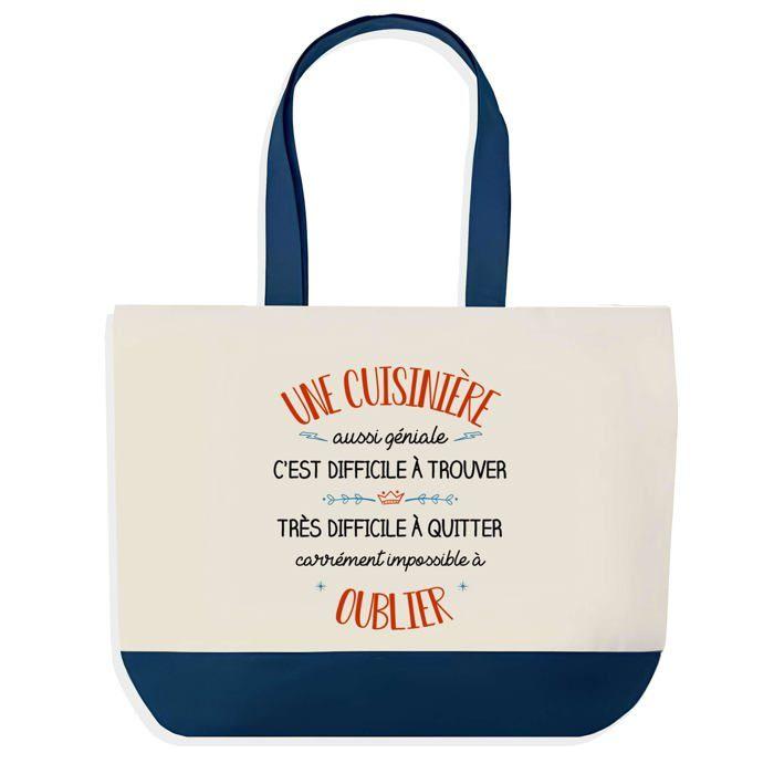 Tote bag - PLANETEE - Tote bag «Shopping Bleu» - Coton imprimé en France - Grande contenance - Anses solides