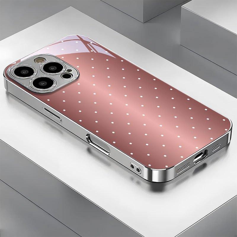 Simple and Sweet New Electroplated Silver Phone Case with White Polka Dot Pattern for iPhone 17 16 15 14 13 12 11 etc