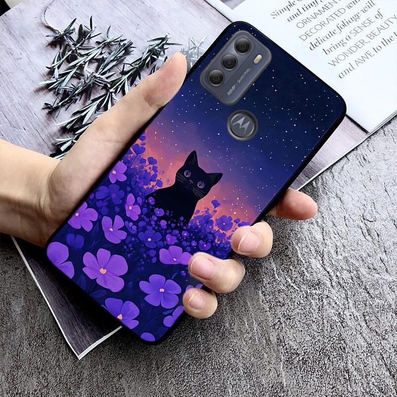 Phone Case For Moto G85 G55 G05 G14 G75 G31 G50 G10 G20 G30 G60 G13 G32 G84 G54 G53 G72 G24 Power Black Cats