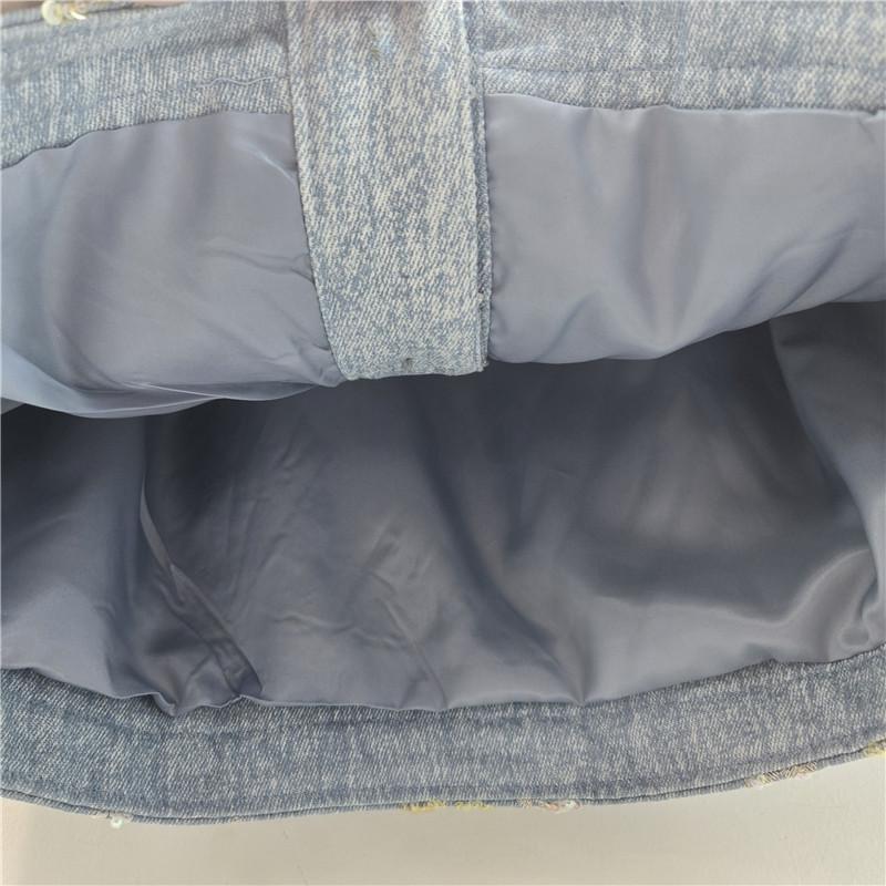 European 2026 Spring Embroidered Sequin Beaded Color Block Denim Jacket