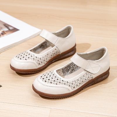 Neue Damenschuhe Echtes Leder Damen Sandalen Bequeme Mama Ballerinas Wandersandalen Ausgeschnitten Strandschuhe Damenschuhe