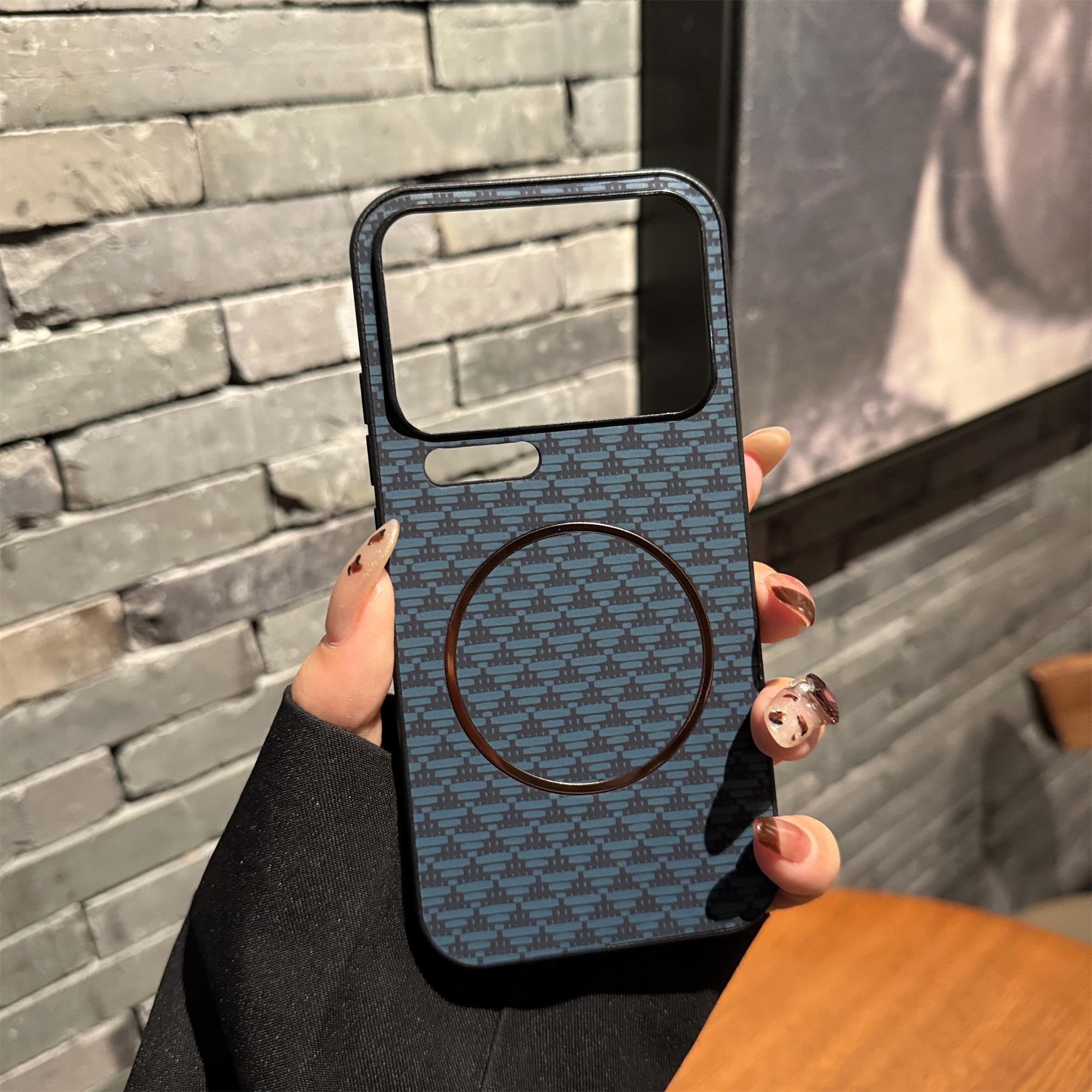 

For Xiaomi 17 Pro Max Magnetic Case Triangular Mountain Texture PC + TPU Phone Cover