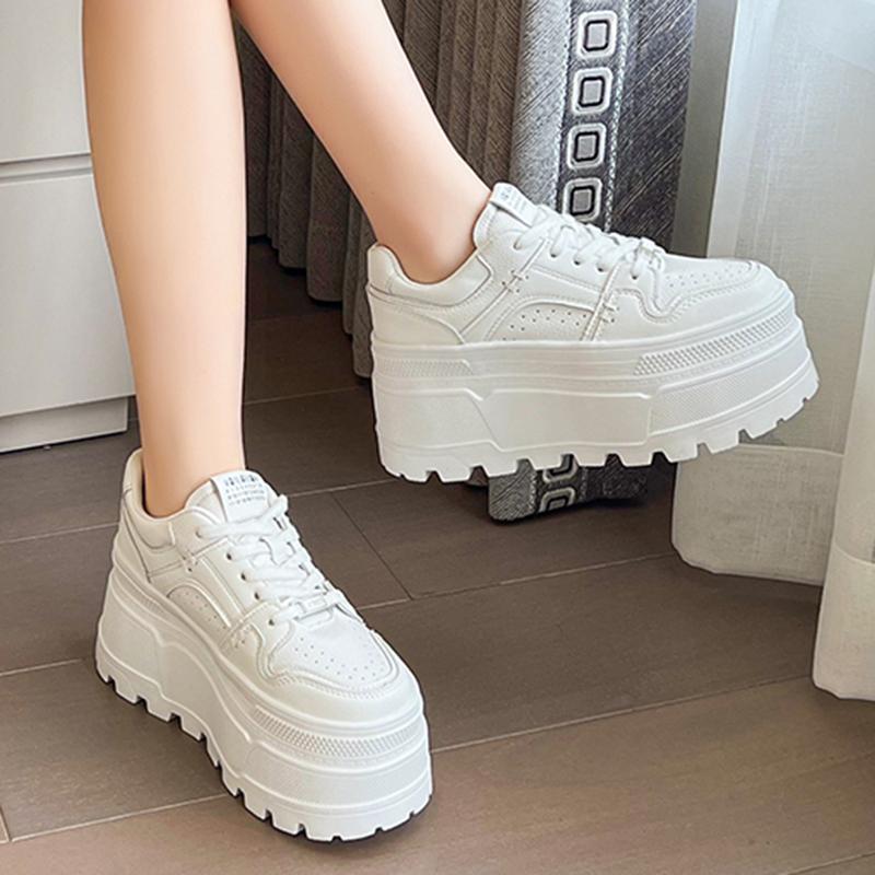 Women 8 CM Platform Sneakers Casual Outdoor Simple Design Skateboard Comfortable Lace Up Sneakers Running Sports Shoes Female 40
