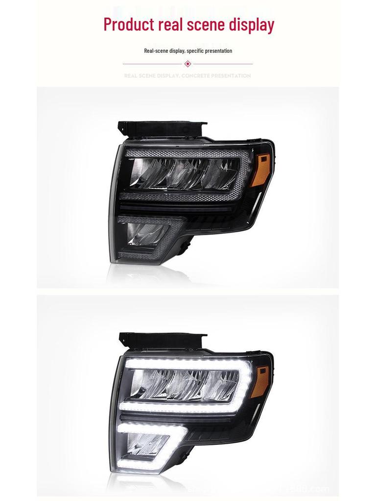 Compatible with 2008-2014 Ford F-150 Raptor: LED Headlight Assembly with DRL & Sequential Turn Signal