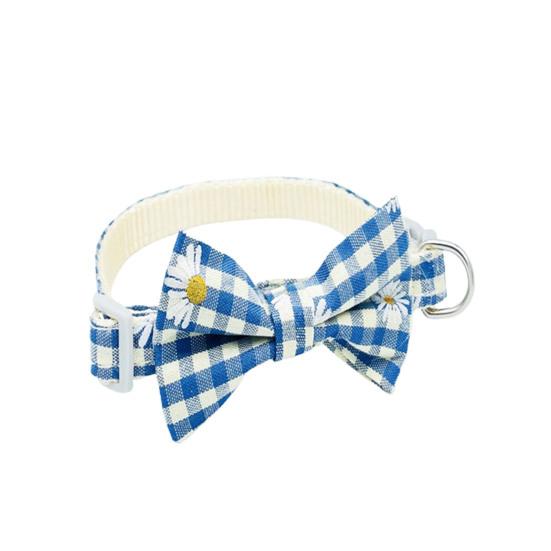 Cat Necklace Escapeproof Adjustable Fabric Adorable Bowknot Decor Pet Small Dog Plaid Collar