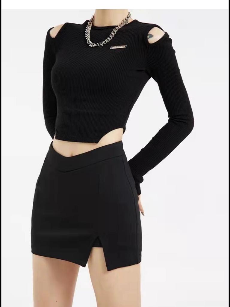 2024 Frühling Damen V-förmiger High Waist A-Linien Minirock