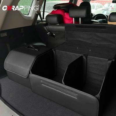 Folding Car Trunk Storage Organizer Box Portable PU Leather Auto Storage Box with Lid Auto Storage Bag Vehicle Trunk Organizer