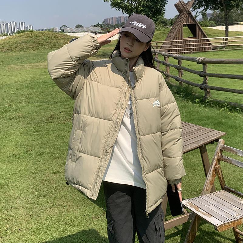 

Пуховик женский зимний 2025 новый куртка-пуховик свободного кроя с утолщенным воротником-стойкой для пары XL хаки