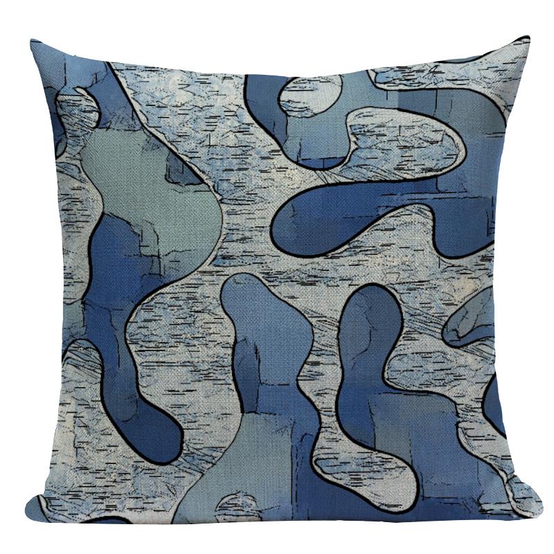 Satın alın Abstract Contour Decorative Throw Pillows Case Dark Blue