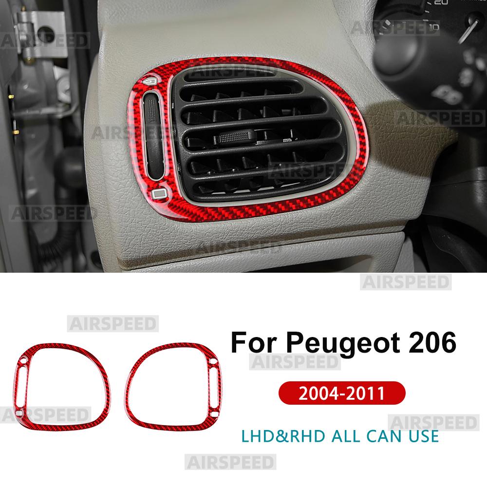 Real Soft Carbon Fiber Sticker For Peugeot 206 2001 2002 2003 2004 2005 2006 2007 2008 2009 2010 Car Side Air Outlet Frame