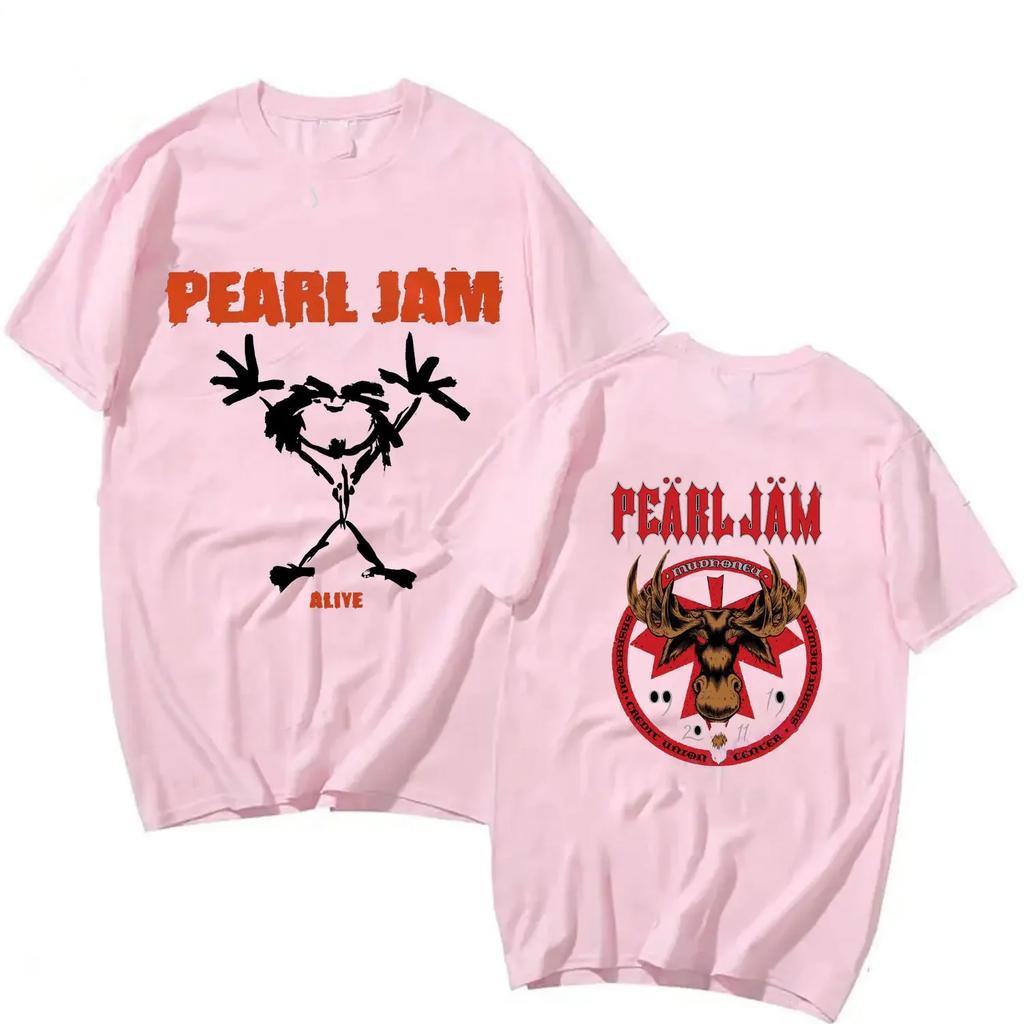 Women's Cool Alive Pearls Jam T Shirts Music Band Clothing Short Sleeve Crewneck Tops