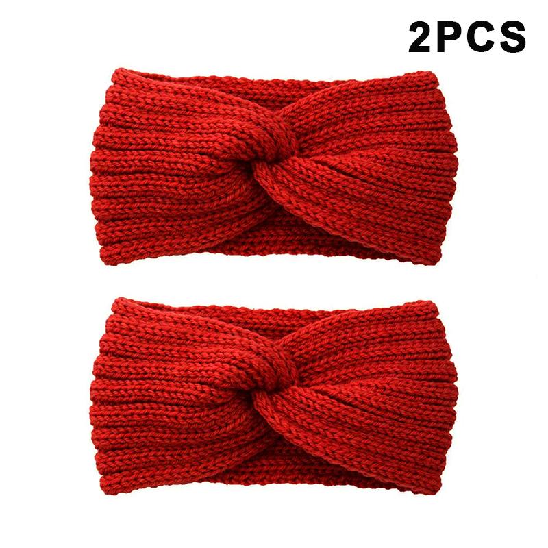 2Pcs Women'S Winter Warm Headbands - Thick Knit Ear Strap Hair Accessories Winter Headbands Cold Weather Gear Stylish Headwear