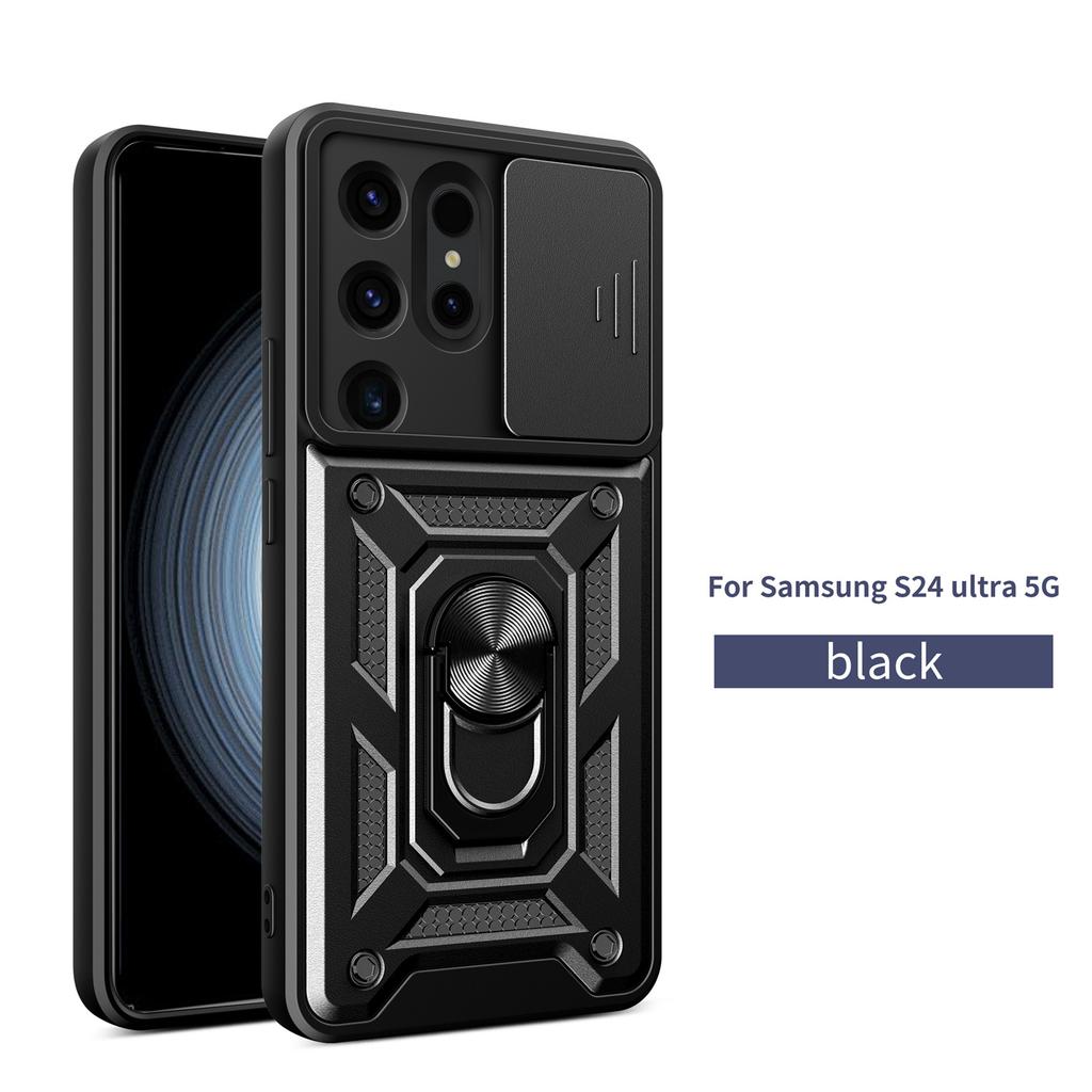 Armor Schokbestendige Hoes Voor Samsung Galaxy S24 UITRA Auto Magnetische Houder Ring Stand Camera Beschermer Galaxy S24 UItra Cover