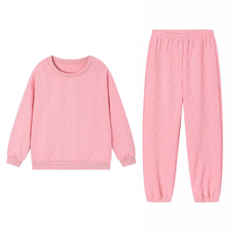 2025 Autumn/Winter Women's Cable Knit Patchwork Two-Piece Set – Long Sleeve Round Neck Top & Joggers
