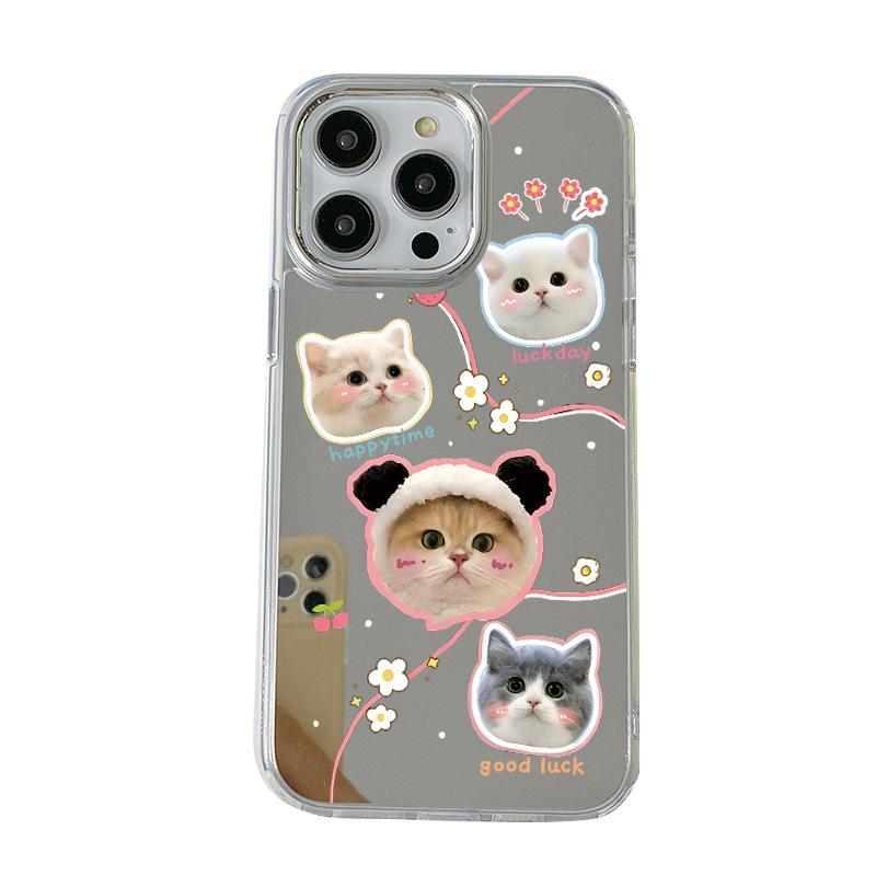 Cute Cute Pet Full Screen Cat Splicing iPhoneAIR with Mirror Mobile Phone Case Apple 12Pro Anti-drop Protective Case