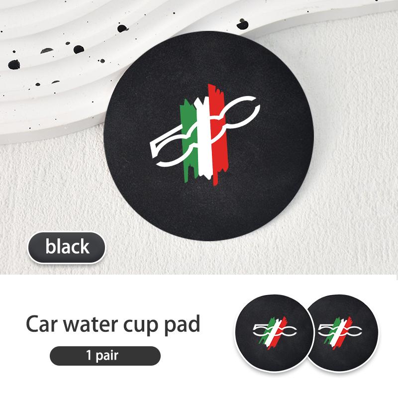 2pcs Suede Car Coaster Water Cup Drink Holder Anti-Slip Pad For Fiat For 500 595 500 695 500C 5CC 695C