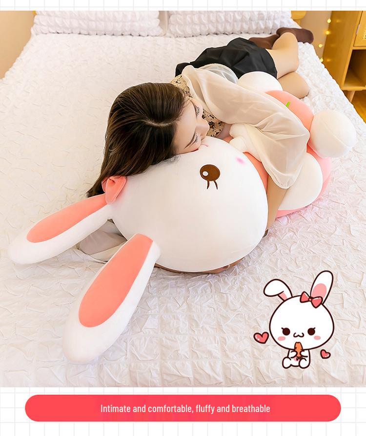 Adorable White Bunny Plush Pillow - Cute Rabbit Doll for Kids' Birthday Gift
