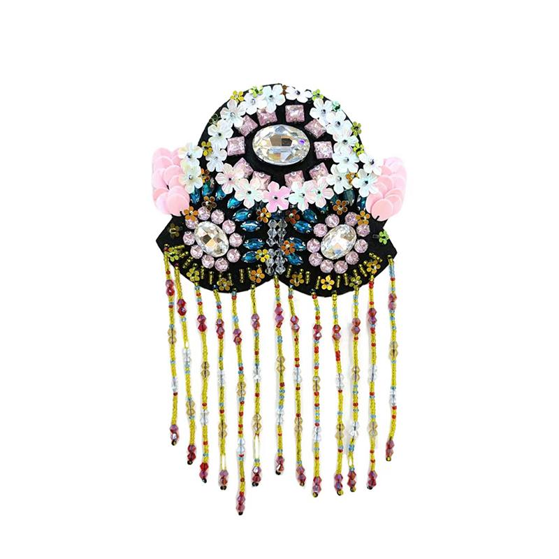 Brooch Pin Bead Long Tassel Chain Electroplating Decor DIY Men Women Bling Epaulette Clothing Shoulder Jewelry