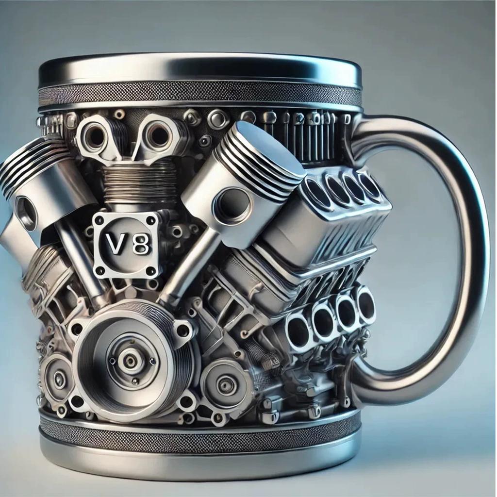 Automotive Engine Insulated Coffee Mug Stainless Steel Inner Cup Heat Resistant Water Container for Car Enthusiasts
