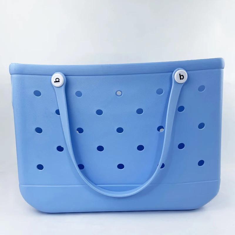 Durable Waterproof Beach Bag Storage Baskets Summer Rubber Tote Solid Color Jelly Beach Bags Sundries Organizer