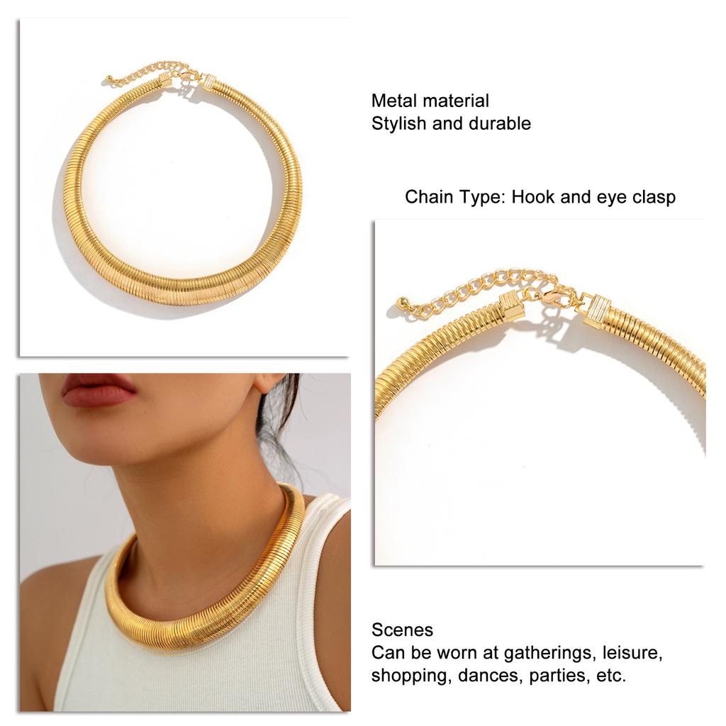 Women Snake Chain Necklace Geometric Jewelry Shiny Hook Eye Clasp Snake Chain Collar for Party