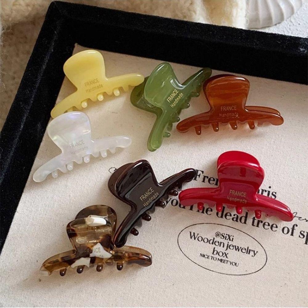 Colorful Acetic Acid Hair Claw Korean Style Acetic Acid Side Clip Cute Small Shark Clip  Women