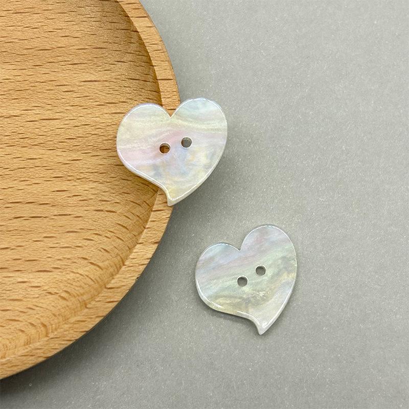 10Pcs Double Hole Heart-Shaped Buttons-Glossy White Resin Perfect for Sweater & Shirt Decorations DIY Crafts & Sewing Supplies