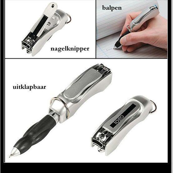 Sharp Folding Nail Clippers with Scissors & Pen Keychain Combo Silver Nail Clipper Bagged