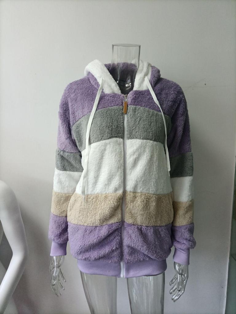 Women's Multi-Color Loose Plush Hooded Jacket for Autumn/Winter 2026