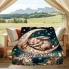 1PC Custom Name Moonlit Dreams Bunny Flannel Blanket Versatile,all-season Throw Suitable for the Living Room,bedroom,camping,travel,and Gift