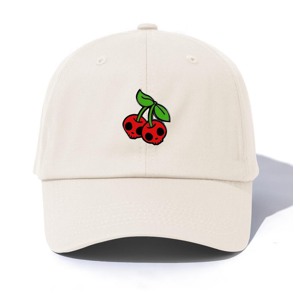 1pc Skull Cherries Print Baseball Cap for AdultsMinimalist Retro Style Casual Soft Adjustable Dad HatPerfect As Gift