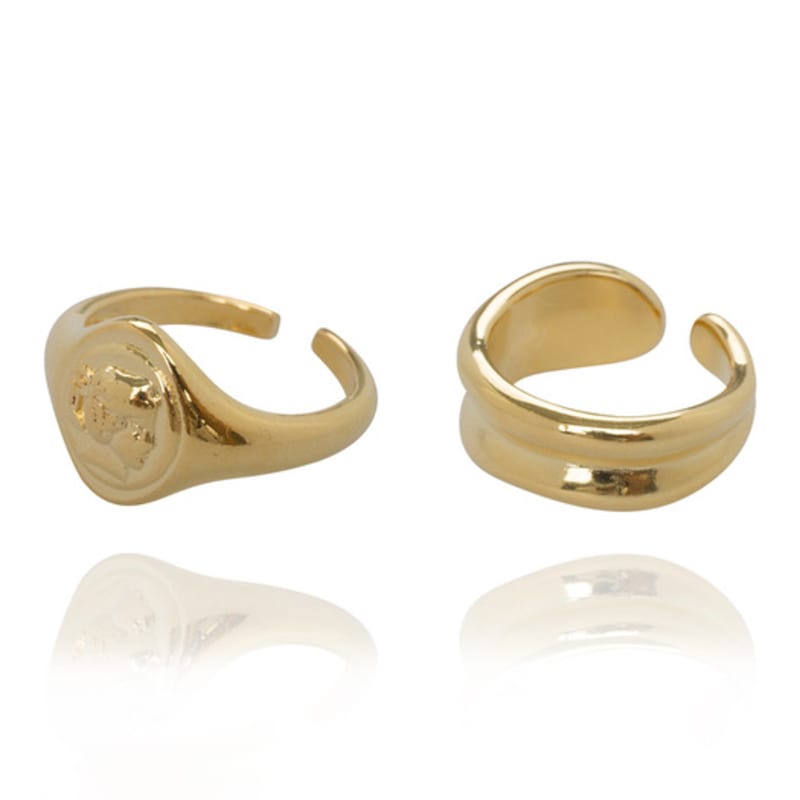 AUGUST ALICE Vanve 18K Cameo & Nudel Ring Set_Gold