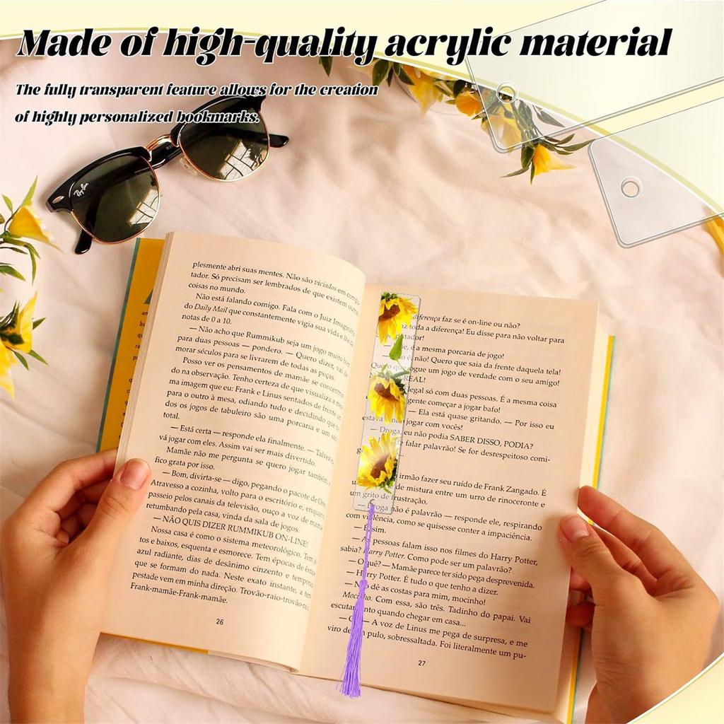 Set of 200 DIY Acrylic Blank Bookmarks Colorful Tassels Bookmark for Crafting and Labeling Jewelry Making Supplies