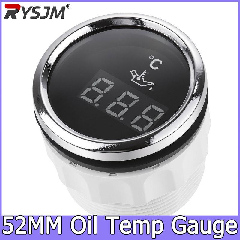 Oil Temp Gauge Waterproof 52mm 2" Universal Engine Temperature Meter 40-120 Celsius 9-32V with Red Backlight for Car Boat Yacht