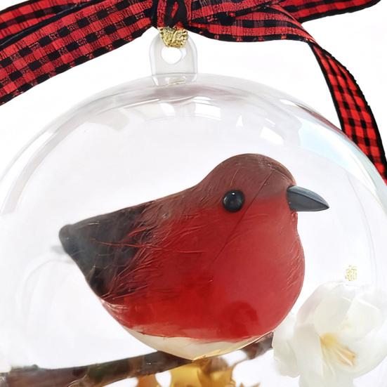 Nature's Birds Ball Ornament 3D Animal Clear Plastic Ball Decoration Christmas Tree Memorial Gift for Bird Lovers