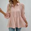 New Solid-color Button Casual and Fashionable Long-sleeved Button-up Shirt for Women In Spring and Summer