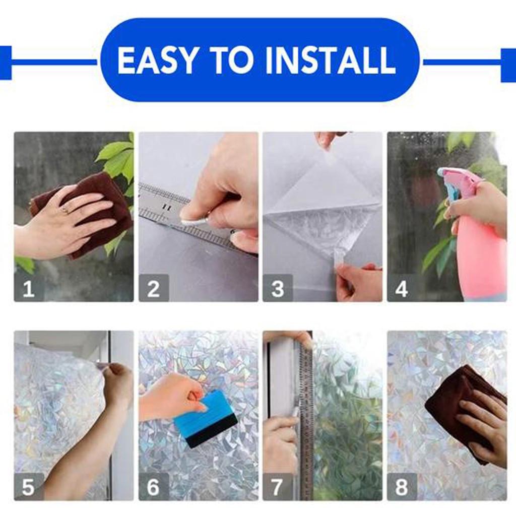 Regenbogen-reflektierende 3D-Fensterfolie, Dekor, Privatsphäre, statische Haftung, Glasaufkleber